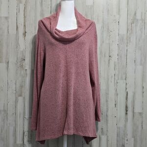 Forgotten Grace Dusty Rose Pink Cowl Neck Long Sleeve Knit Sweater Size Large